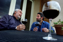 Italian conductor Gianluigi Gelmetti (left) with Nathan Waks from the Sydney Symphony Orchestra at Birchgrove in 2017.