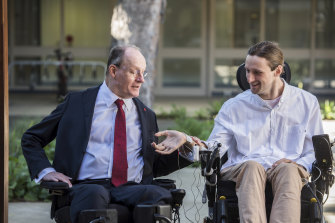 Duncan Wallace CEO SpinalCure Australia with Steven Ralph at the announcement of funding for the new Spinal Cord Injury Research Centre.