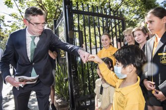 NSW Premier Dominic Perrottet at Randwick Public School in Sydney on Monday.
