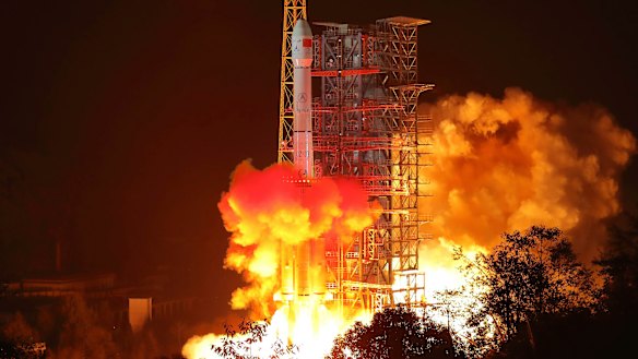 The Chang'e-4 lunar probe launches from the the Xichang Satellite Launch Centre.
