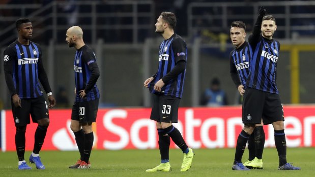 Fallen giants: Inter Milan had to beat the less-fancied PSV to advance to the knockout stages. 