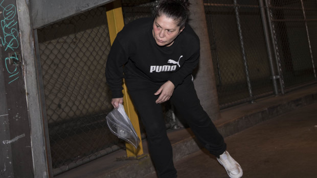 Roberta Williams leaves court after being granted bail on a string of charges.
