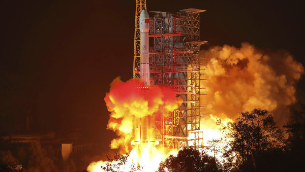 The Chang'e-4 lunar probe launches from the the Xichang Satellite Launch Centre.