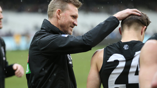 Collingwood coach Nathan Buckley has taken his team into premiership calculations.