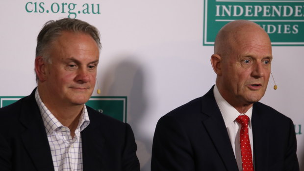 Mark Latham, centre, and Senator David Leyonhjelm attending conservatives conference at The Centre for Independent Studies. 