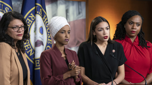 Trump has continued to criticise four congresswomen (L-R) Rashida Tlaib, llhan Omar, Alexandria Ocasio-Cortez and Ayanna Pressley.