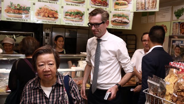 NSW Treasurer Dominic Perrottet during a visit to Hurstville.