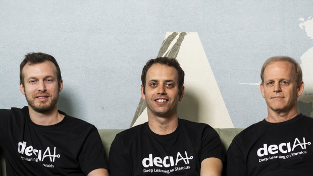 Jonathan Elial (left), Yonatan Geifman and professor Ran El-Yaniv (right) are the co-founders of Deci.