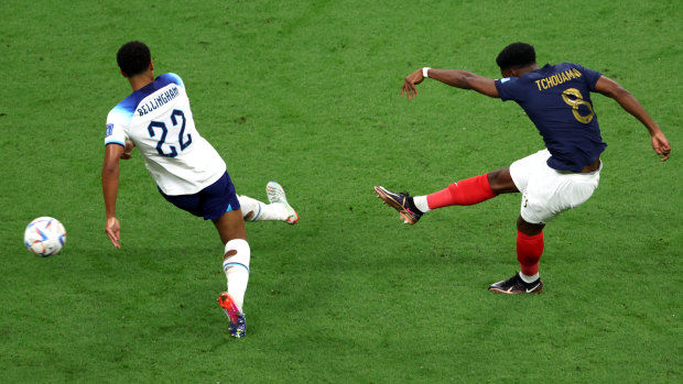 Aurelien Tchouameni opened the scoring for France against England.