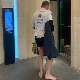 Tony Abbott entering the lift at Sydney’s MLC Building where he has his new office. 