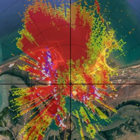 Real-time monitoring by the Department of Water and Environmental Regulation shows big plumes of dust blanketing Port Hedland. 