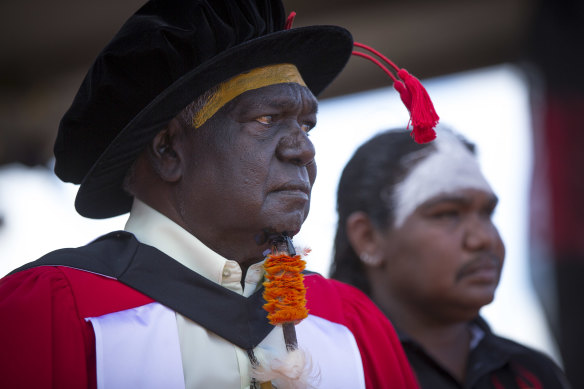 Yunupingu was invested an honorary doctor of law by the University of Melbourne in 2015.