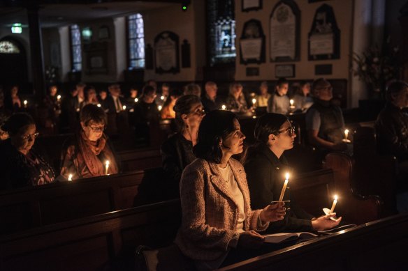 An Easter Vigil held at St James Church in Sydney on Easter Sunday.