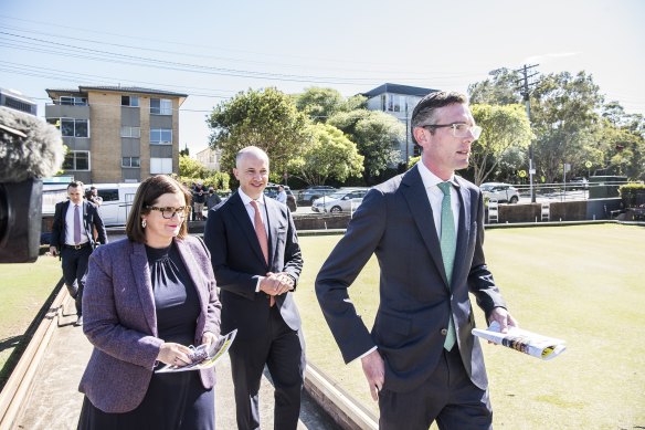 NSW Early Childhood Learning Sarah Mitchell, Treasurer Matt Kean and Minister for Education and Premier Dominic Perrottet,.