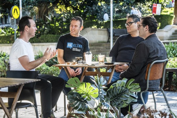 From left: Michael Johnson, David Pointon, Jonathan Tamayo and Jim Raptis from the Men’s Table.