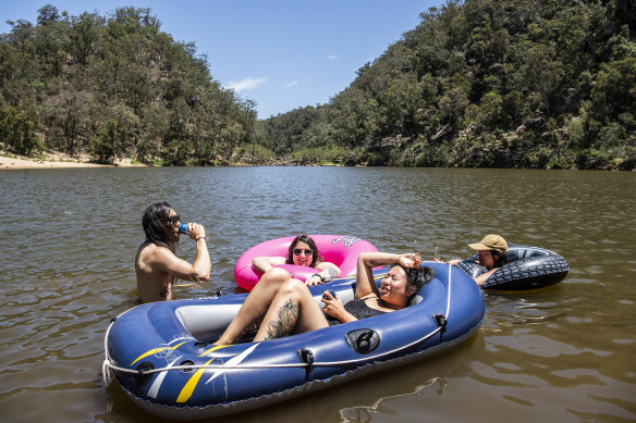 Sun Seekers cool off at Bents Basin in South West Sydney on Saturday afternoon. 