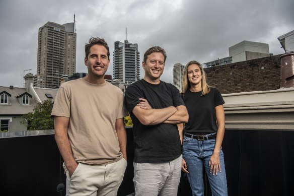 Hatch co-founders Chaz Heitner and Adam Jacobs with investor Taryn Pieterse.
