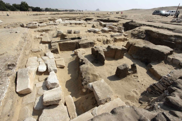The remains of a temple for King Ramses II, in Abusir, southwest of Cairo. 