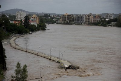 Brisbane' floating Riverwalk at New Farm was partially destroyed on Thursday January 13, 2011.