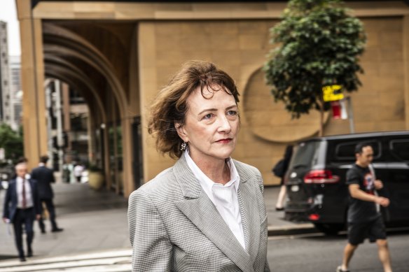 Fiona Brown, the former chief of staff to then defence industry minister Linda Reynolds, outside the Federal Court in Sydney on Tuesday.