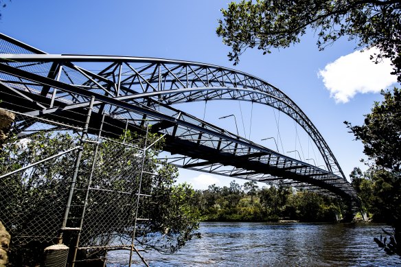 The East Hills Footbridge spans the Georges River.