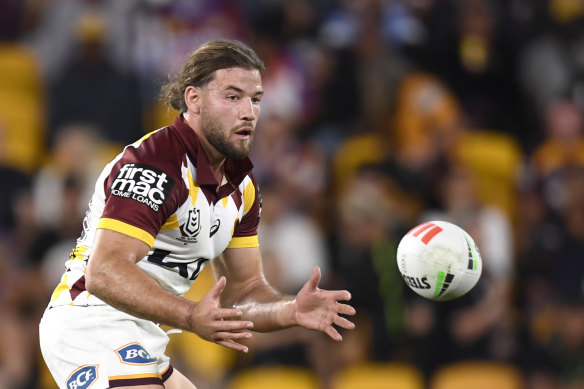 Pat Carrigan in action for the Brisbane Broncos against the Manly Sea Eagles in Magic Round.