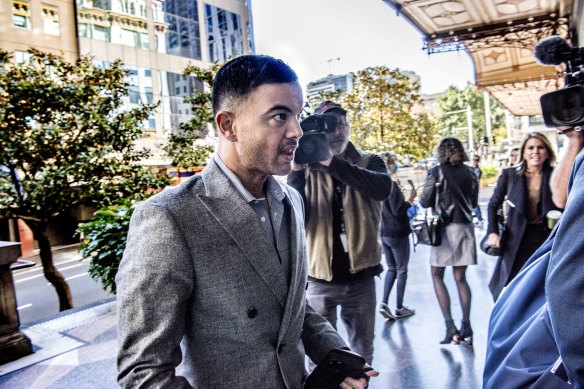 Guy Sebastian arrives at court during Titus Day’s trial in May 2022.