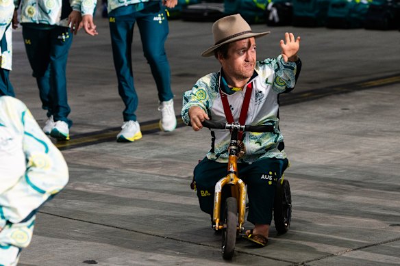 Paralympic swimmer Grant “Scooter” Patterson returns home from the Paris Paralympics. 