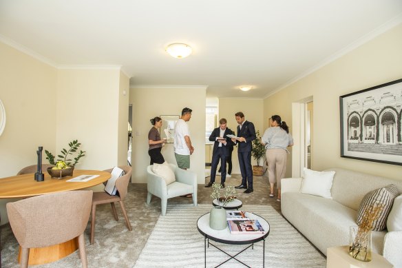 Eight buyers registered to bid on the two-bedroom unit that had a guide and reserve of $1 million.