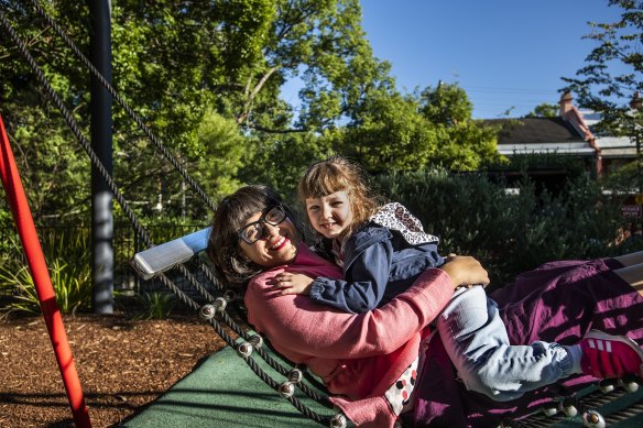 City of Sydney councillor Jess Scully, pictured with daughter Elinor, 3, says she’s unsure whether she will return to a council role.