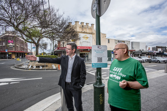 Member for Oatley Mark Coure (left) and David Martin of the Save Mortdale Village Group.