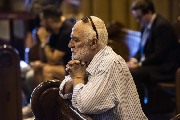 Mark Jenkins at Mass in St Mary’s Cathedral on Wednesday.