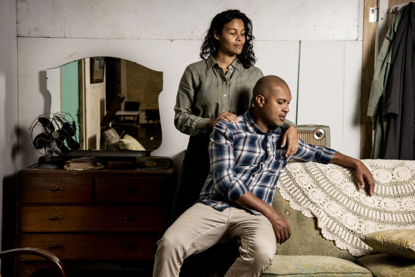 Zahra Newman and Bert LaBonte play Ruth and Walter Lee Younger in Sydney Theatre Company’s A Raisin in the Sun. It’s the first time the US classic has been professionally staged in Australia. 