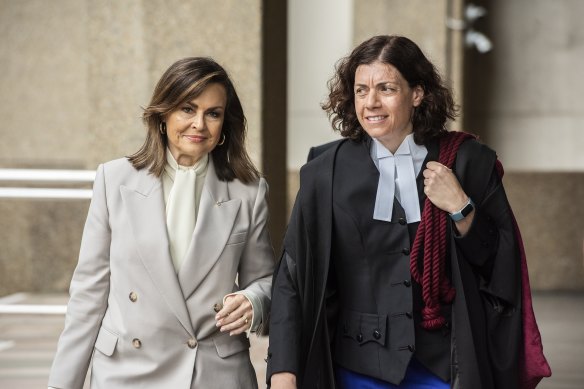 Lisa Wilkinson and her barrister Sue Chrysanthou, SC, outside the Federal Court in Sydney on Tuesday.