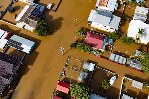 Flooding in Macksville on Friday.