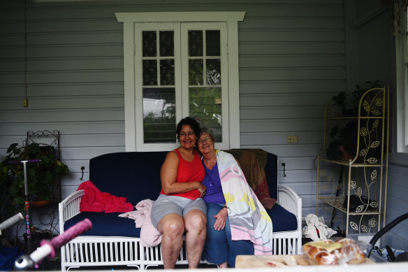 Christine Bell and her mother Janice Wilson after their rescue.