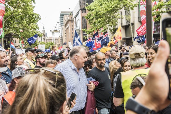 Craig Kelly in the crowd at the Sydney rally 