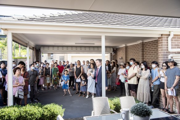 Dozens turned up for the auction at 53 Avondale Way, Eastwood.