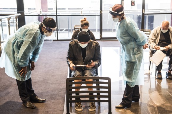 Bankstown Sports Club vaccination centre on Saturday.