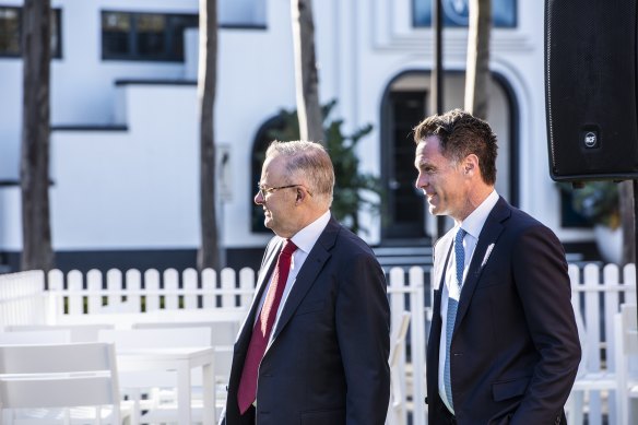 Prime Minister Anthony Albanese and Premier Chris Minns in Sydney on Thursday.