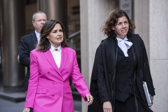 Lisa Wilkinson arriving at the Federal Court in December last year with her barrister, Sue Chrysanthou, SC.