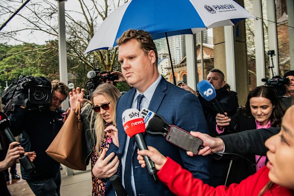 Kristian White outside the NSW Supreme Court in 2025.