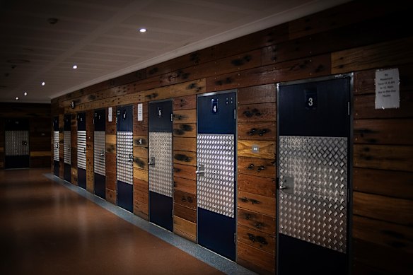 Some of the small rooms built for prisoners to attend court via audiovisual link.