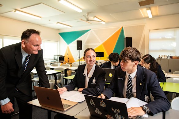 Clancy Catholic College principal David Costin with this year’s HSC students.