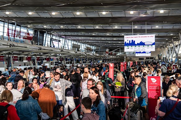 Staffing levels at Sydney Airport have been boosted this year in the hope of avoiding scenes like these from last year.