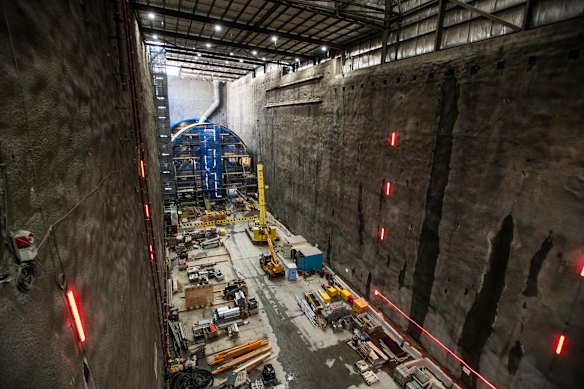 The station box for the new Westmead metro station, looking west. 