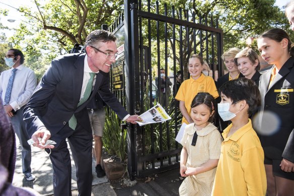 NSW Premier Dominic Perrottet with student Ethan Ooi at Randwick Public School.