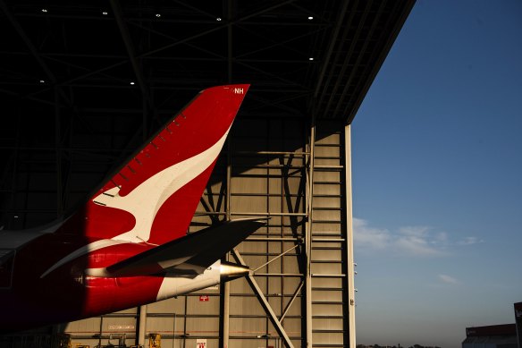 A Qantas plane at Sydney Airport.