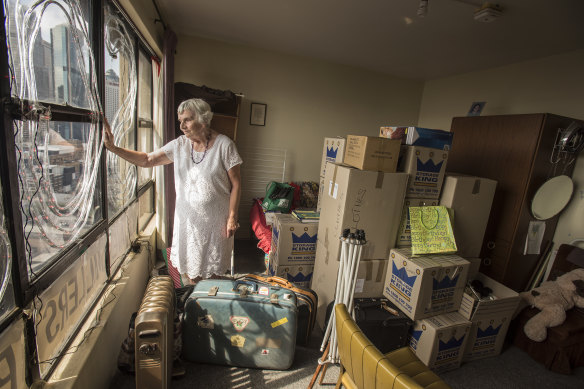 Myra Demetriou packed up and ready to leave the building in
January 2018.