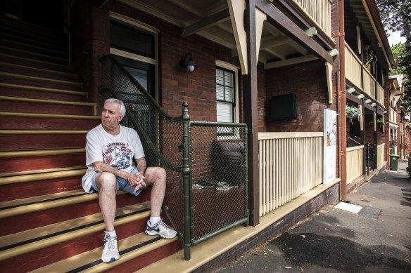 Barney Gardner sits outside the home he lived in for most of his life, which is now being sold once again.